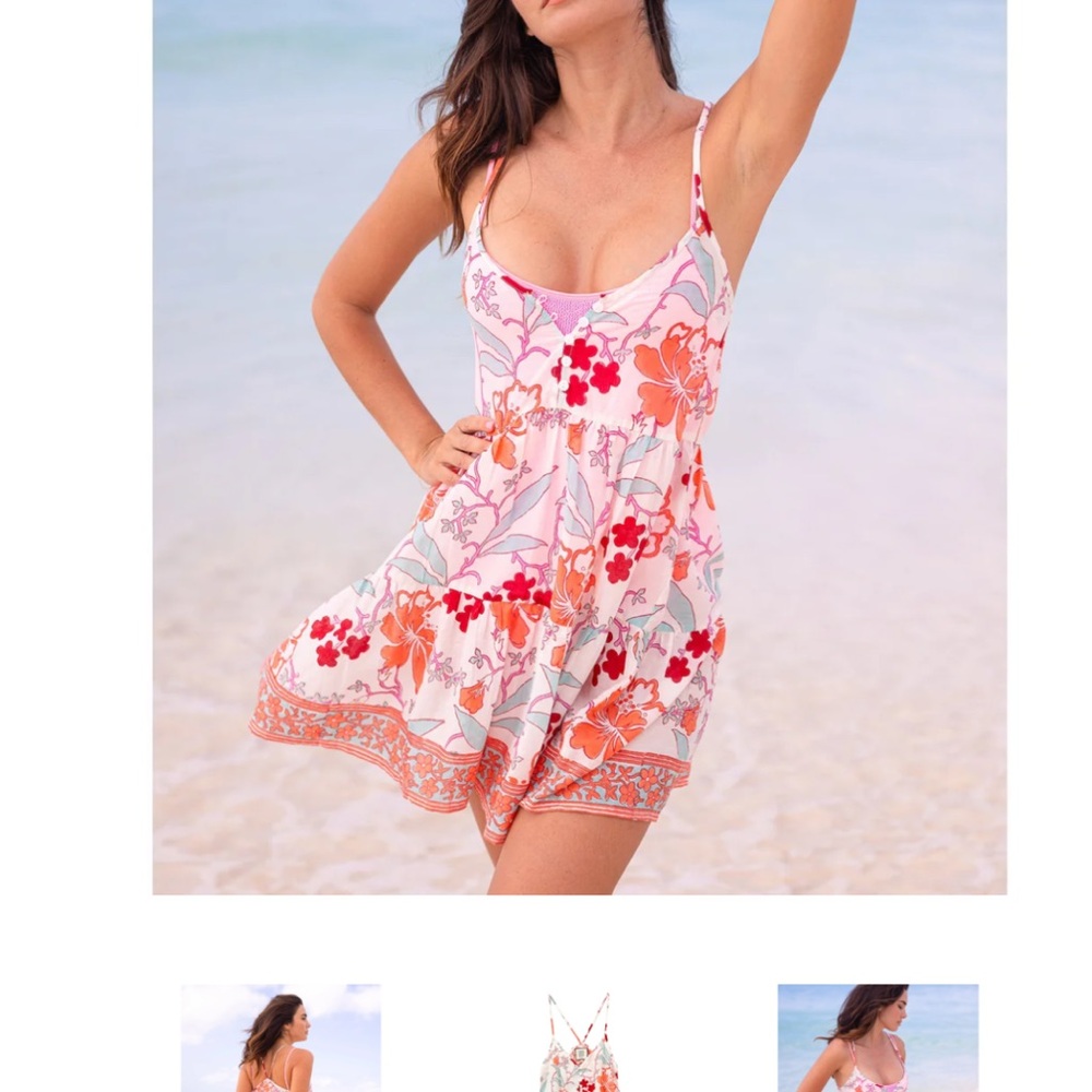Floral Mini Dress in White and Orange